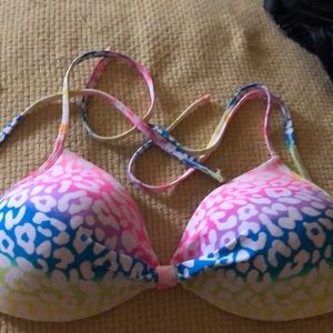 Multicolor Cheetah print bikini top